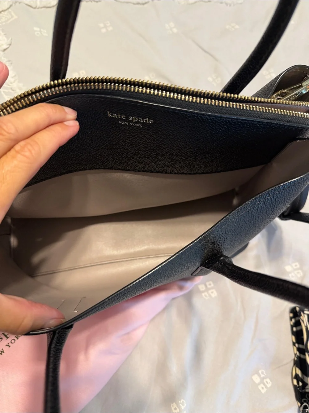 kate spade Black Pebbled Leather Satchel with Crossbody Strap